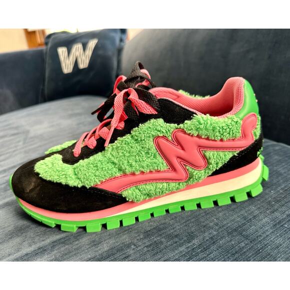 Marc Jacobs The Teddy Jogger Sneakers Green Pink Size 8 US 38 EU Excellent - Picture 2 of 9